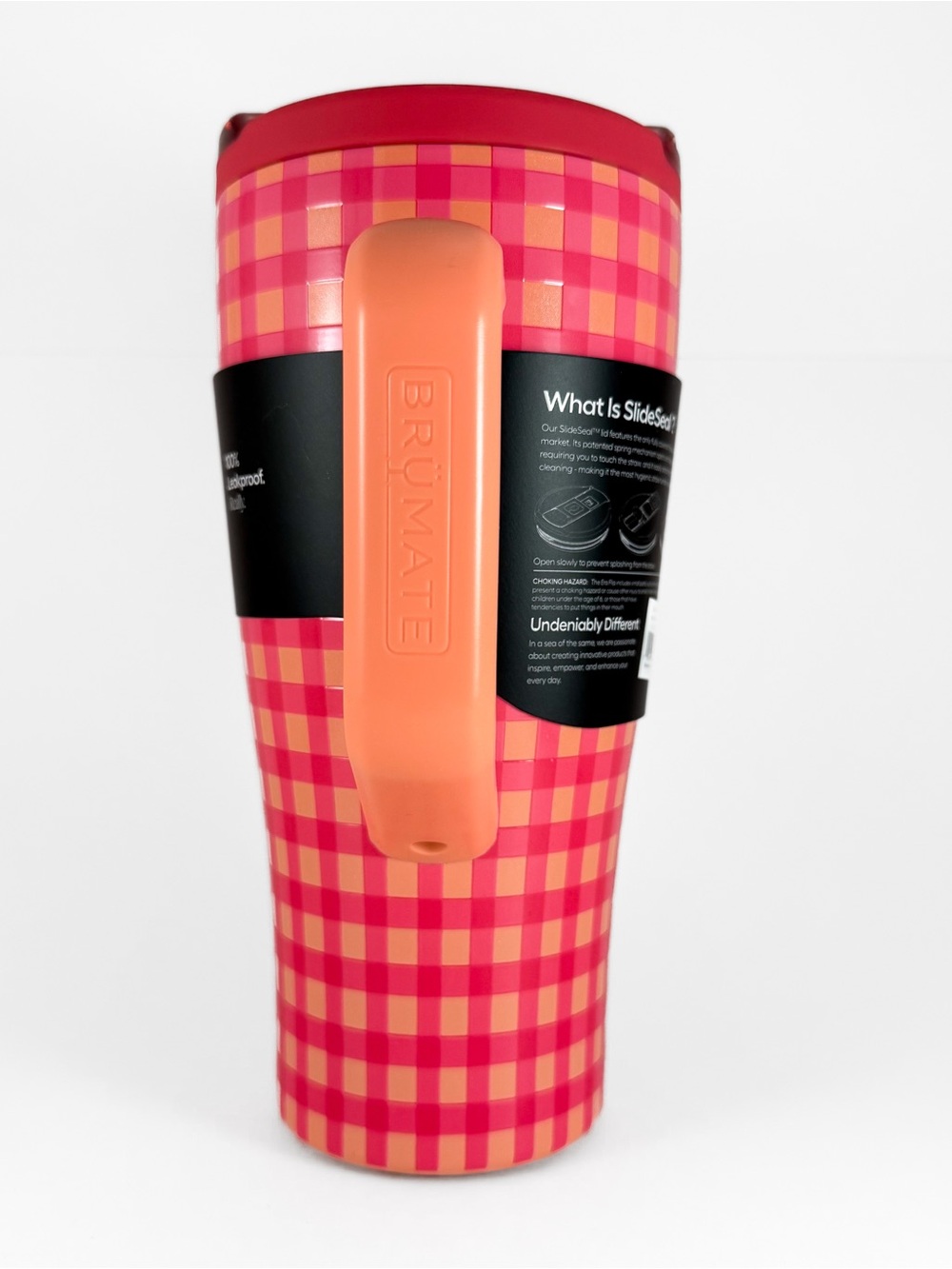 BruMate 30oz Stainless Steel Era Flip Water Bottle - Peach Gingham - Madi Nelson - Picture 2 of 13